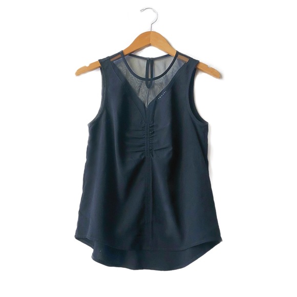 Trouve Tops Trouve Black Mesh Yoke Tank Sz S Poshmark